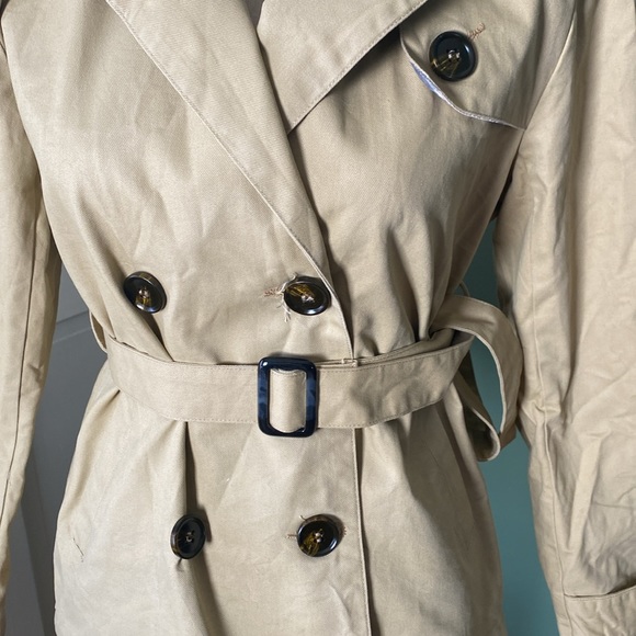 New Women’s Hancy double breasted khaki belted casual trench jacket, Size S - Picture 2 of 8
